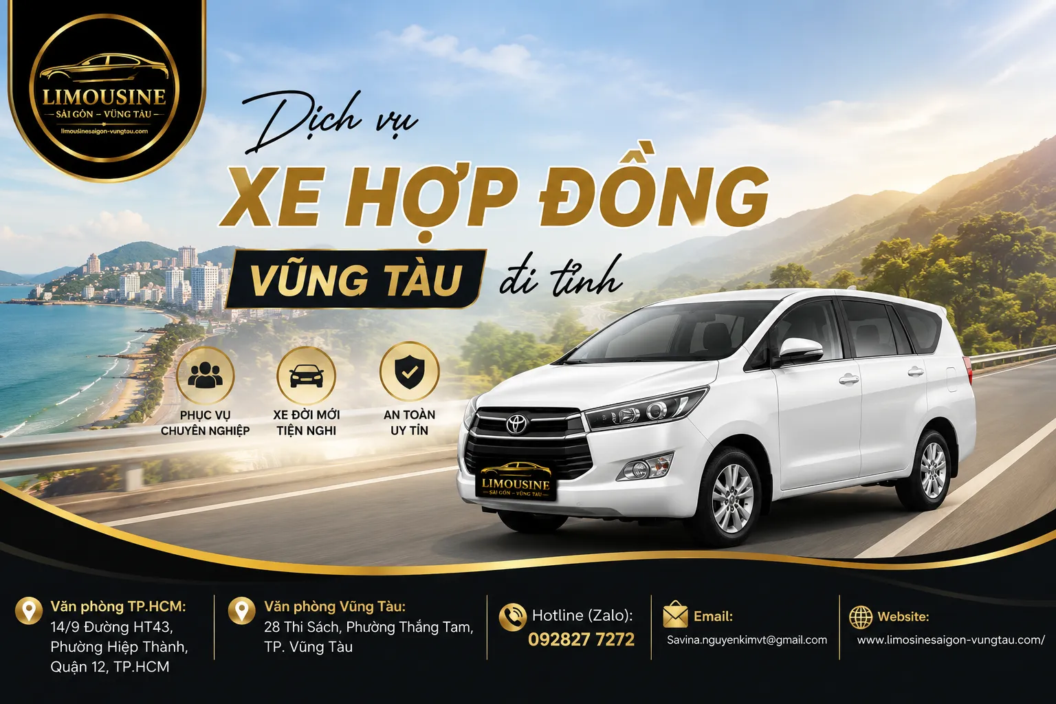 dịch vụ xe hợp đồng Vũng Tàu đi tỉnh