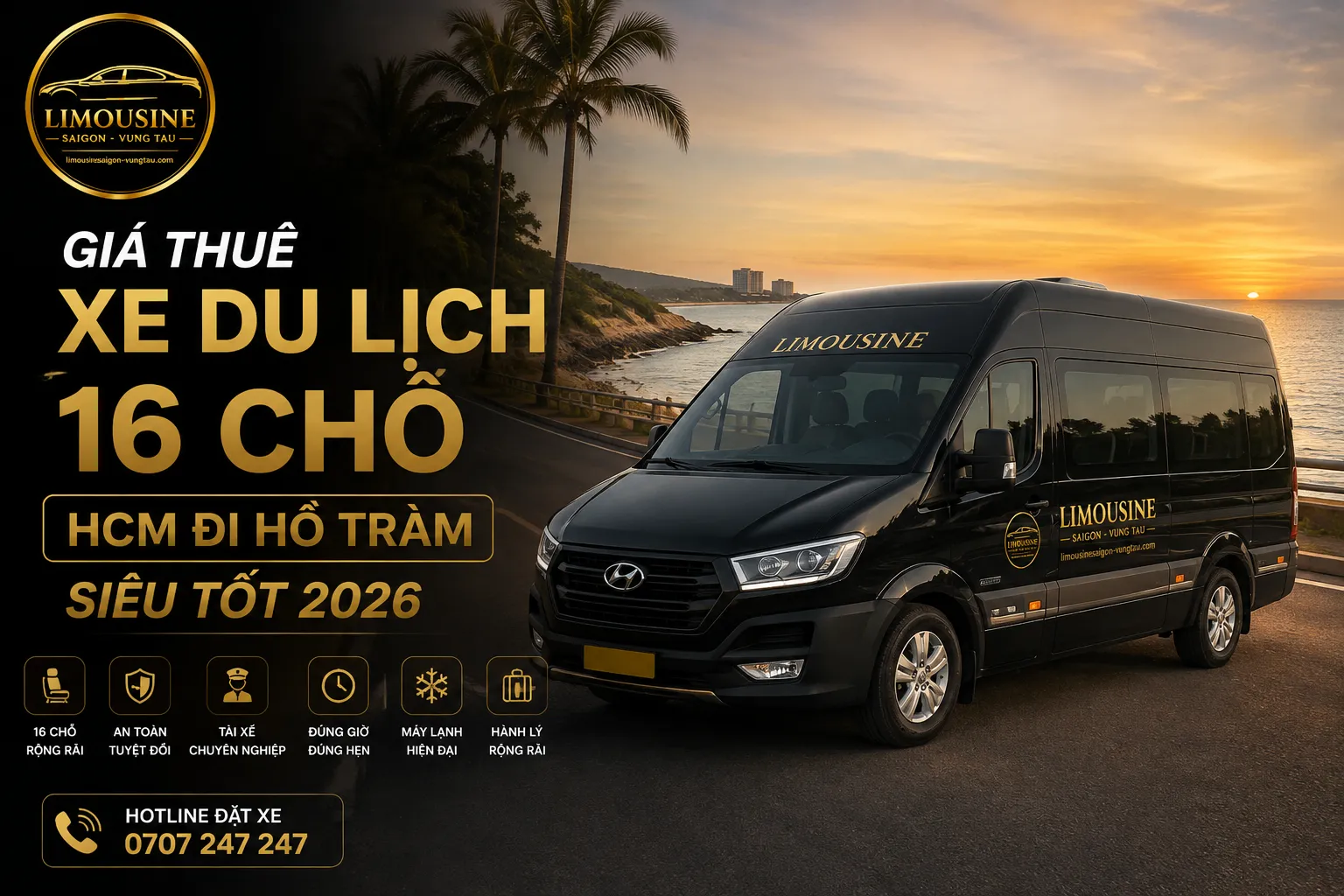 giá thuê xe du lịch 16 chỗ HCM đi Hồ Tràm