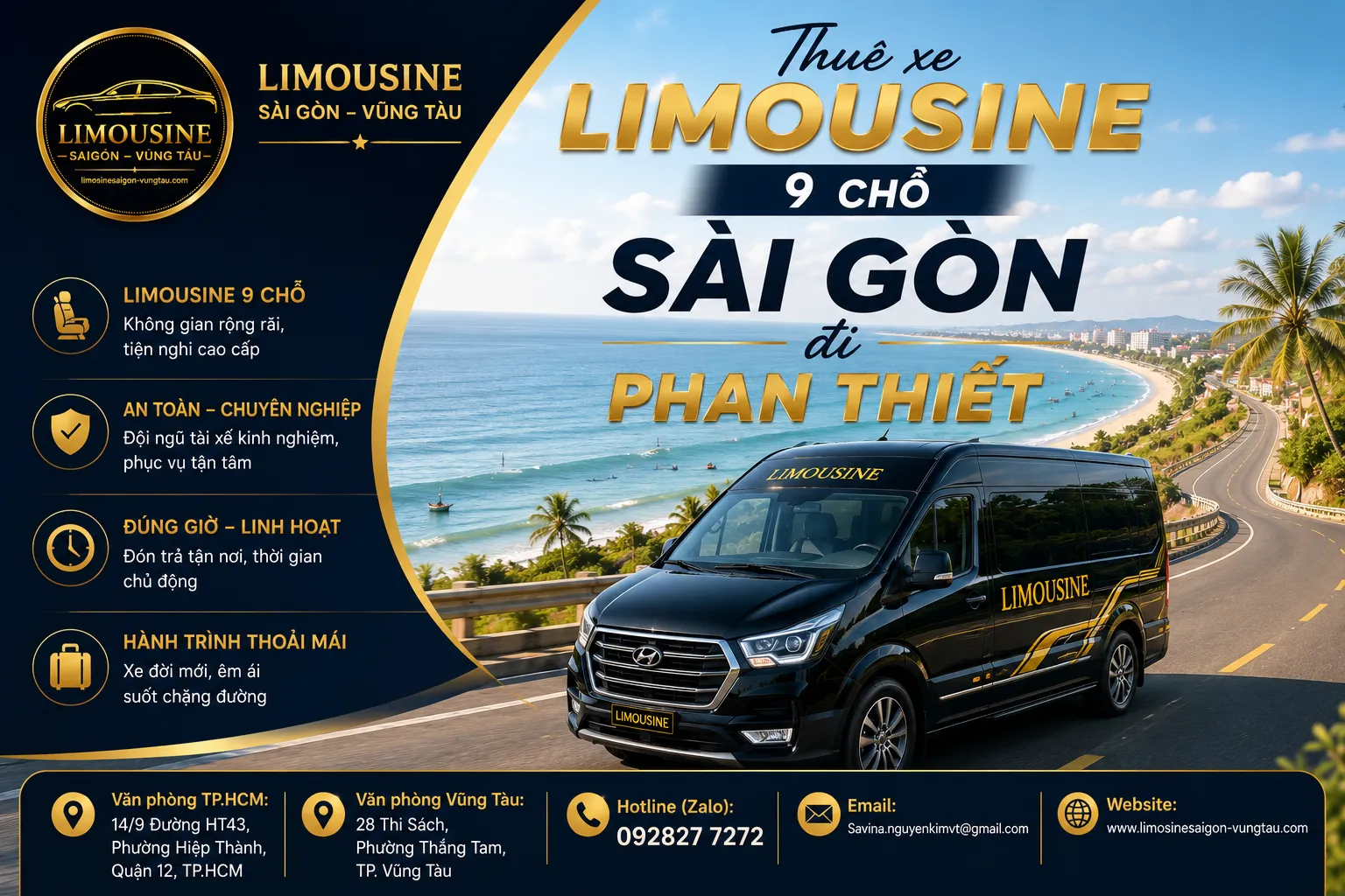 Thuê xe limousine 9 chỗ Sài Gòn đi Phan Thiết