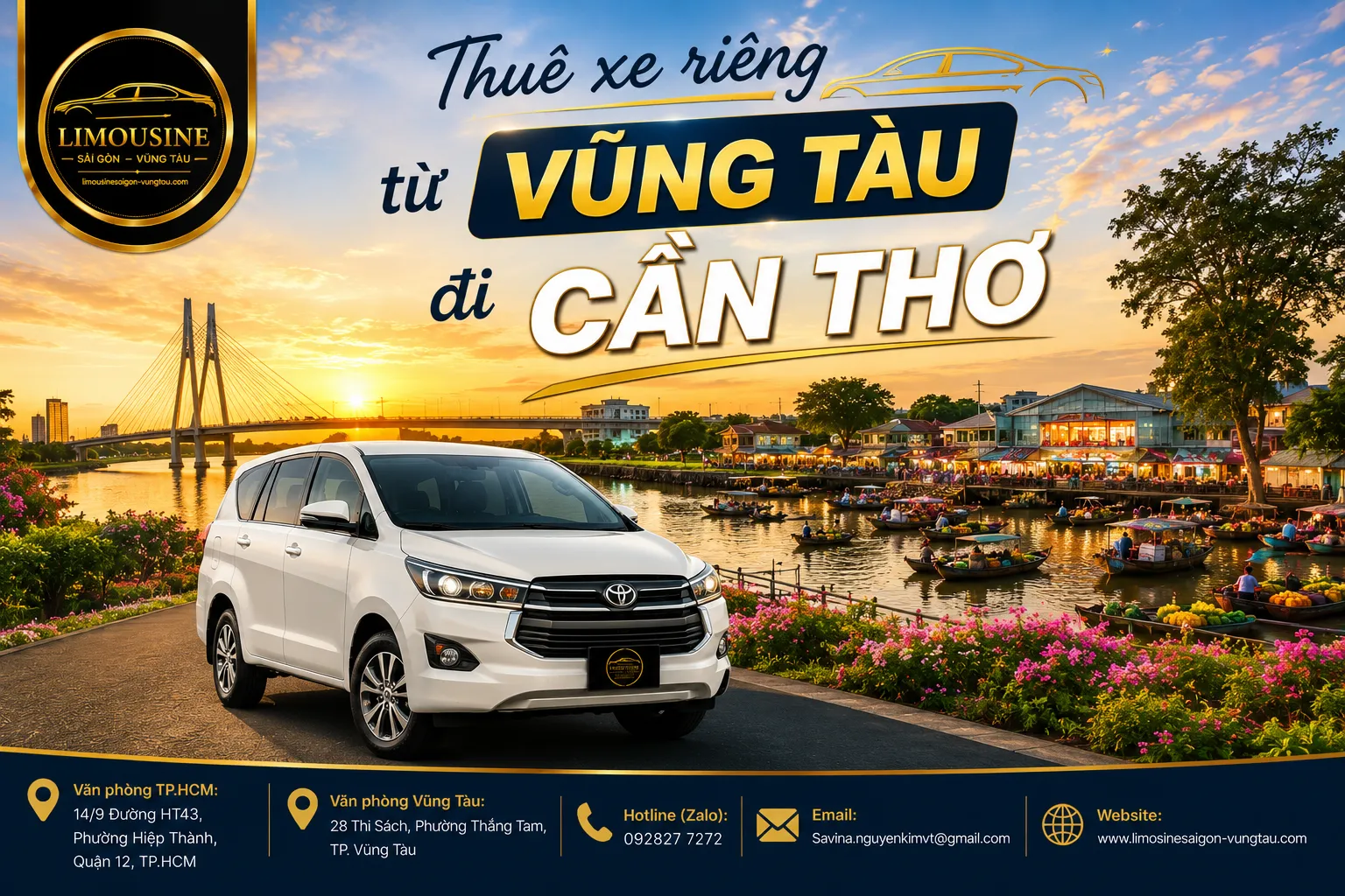 Thuê xe riêng từ Vũng Tàu đi Cần Thơ