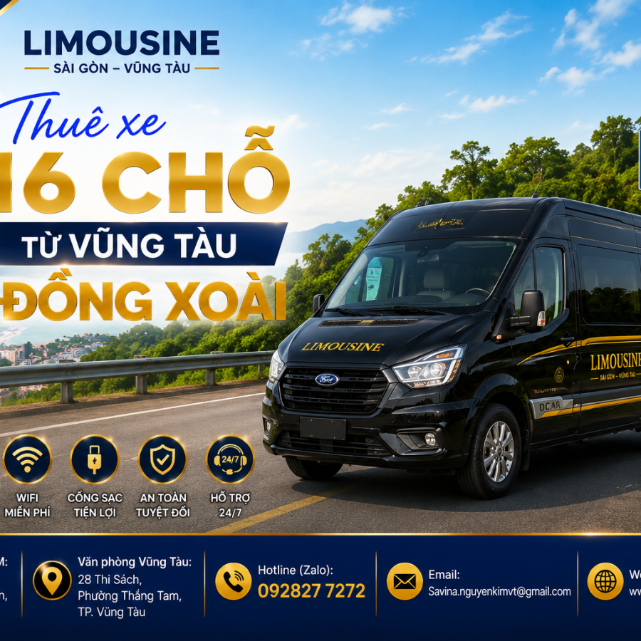Thuê xe 16 chỗ từ Vũng Tàu đi Đồng Xoài giá cực tốt 2026
