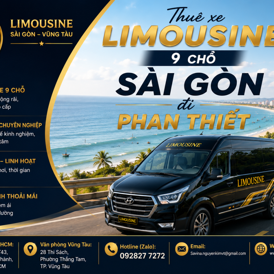 Thuê xe limousine 9 chỗ Sài Gòn đi Phan Thiết: Trải nghiệm êm ái 2026